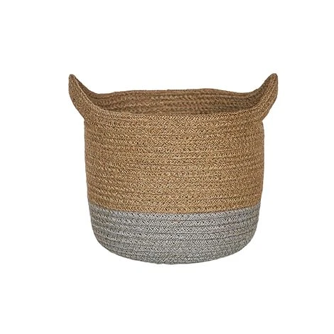 Geilo Jute Grey Lined Basket H20Cm D23Cm