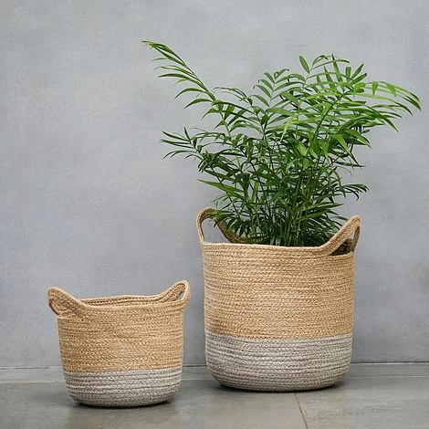 Geilo Jute Grey Lined Basket H20Cm D23Cm - Image 2