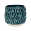 Arles Leaf Embossed Teal Planter H17Cm W18Cm