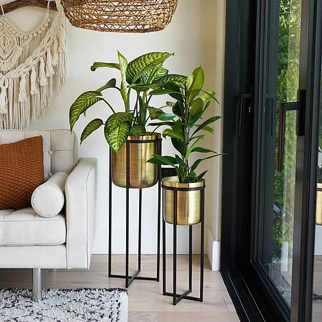 Calla Planter Stand Black/Antique Gold H58CM D22CM - Image 2