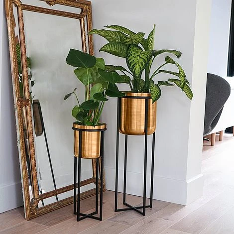 Calla Planter Stand Black/Antique Gold H58CM D22CM - Image 3