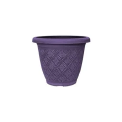 Woven Blossom Planter 41cm Brushed Wood Effect Violet