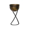 Indoor Kensington Tall Brass Metal Round Planter On Stand H42Cm W20Cm