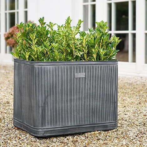 Outdoor Hampton Rectangular Galvanised Metal Planter H38Cm W50Cm - Image 2