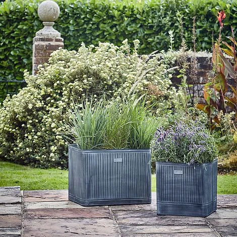 Outdoor Hampton Rectangular Galvanised Metal Planter H38Cm W50Cm - Image 3