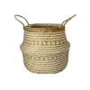 Seagrass Tribal White Lined Basket Medium H30Cm D35Cm