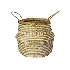 Seagrass Tribal White Lined Basket Medium H30Cm D35Cm