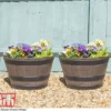 Wooden Barrel Effect Planter – Medium